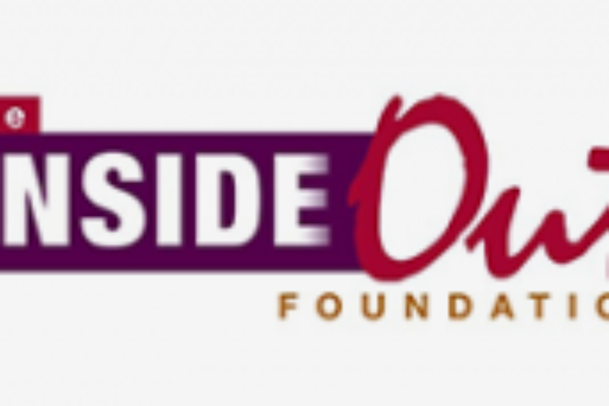 Inside Out Foundation logo with a stylized outline of a face in profile, symbolizing inner beauty and support